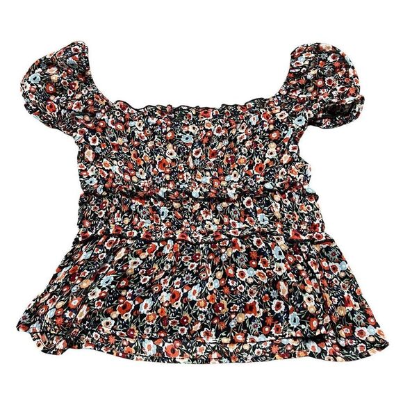 MI AMI Black Floral Blouse Size M - Picture 2 of 8